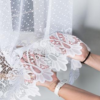 Firanka żakardowa gotowa na żabki DEMETRIA 250x80 biała