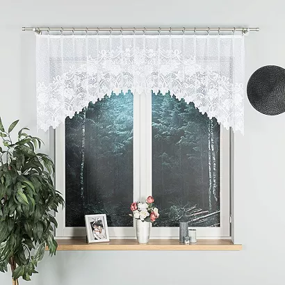 Firanka żakardowa gotowa na żabki DEMETRIA 250x80 biała