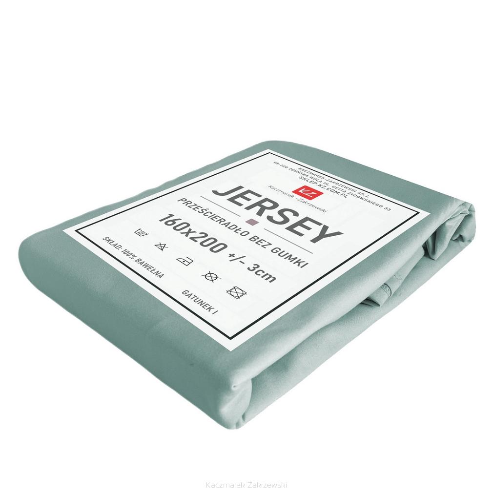 Prześcieradło jersey bez gumki 160x200 miętowe
