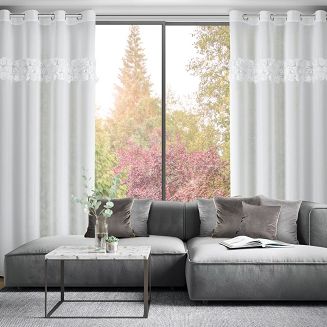 Zasłona gotowa na przelotkach ROSES 140x250 Eva Minge Eurofirany biały