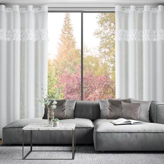 Zasłona gotowa na przelotkach ROSES 140x250 Eva Minge Eurofirany biały