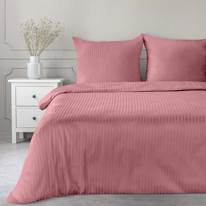 Pościel satynowa VERA 160x200 Eurofirany pudrowy róż w prążki