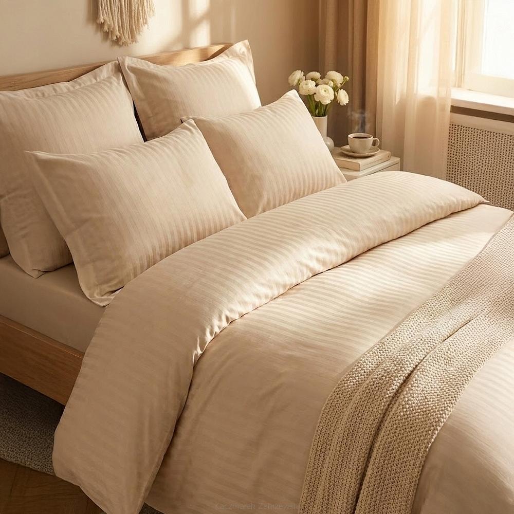 Komplet pościeli hotelowej adamaszek La Perriere 220x200 beżowa