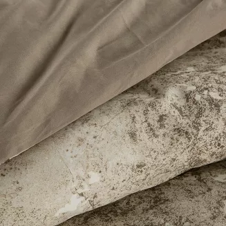 Pościel satynowa SPRING 160x200 Eurofirany jasnobrązowa beżowa wzór a'la marmurek