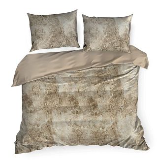 Pościel satynowa SPRING 160x200 Eurofirany jasnobrązowa beżowa wzór a'la marmurek