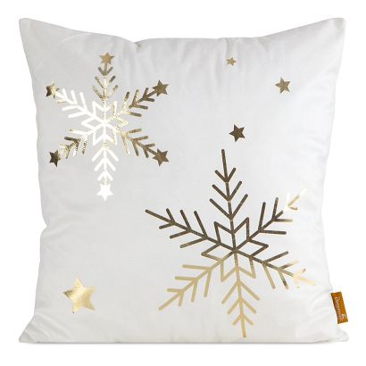 Poszewka dekoracyjna świąteczna 45x45 Eurofirany biała błyszczące śnieżynki