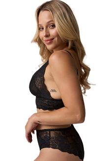 Figi damskie z tiulowym akcentem i koronkowym tyłem 213 czarne