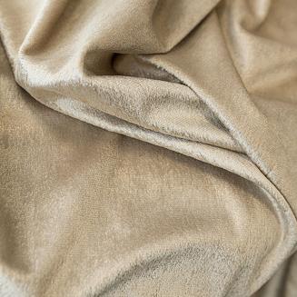 Zasłona gotowa na przelotkach ELEONORA 140x250 ciemnobeżowa ze złotym nadrukiem