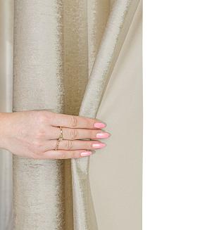 Zasłona gotowa na przelotkach ELEONORA 140x250 ciemnobeżowa ze złotym nadrukiem