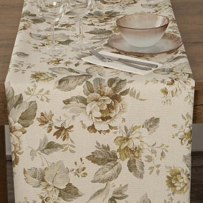 Bieżnik obrus dekoracyjny CUA 40x180 Eurofirany kwiaty beżowe złote
