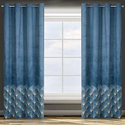 Zasłona gotowa na przelotkach GINA 140x250 Design91 granatowy