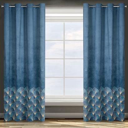 Zasłona gotowa na przelotkach GINA 140x250 Design91 granatowa