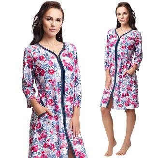 Szlafrok damski LUNA kod 362 bordowo-granatowe kwiaty