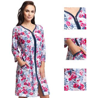 Szlafrok damski LUNA kod 362 bordowo-granatowe kwiaty