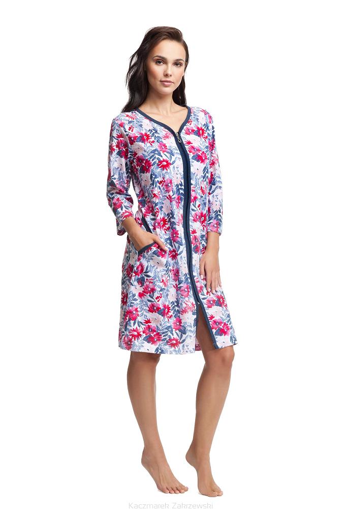 Szlafrok damski LUNA kod 362 bordowo-granatowe kwiaty