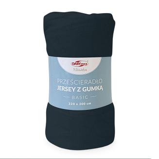 Prześcieradło jersey z gumką 160x200 Basic Darymex ciemnogranatowy
