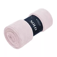 Koc narzuta z mikrofibry Solo 200x220 pudrowy róż