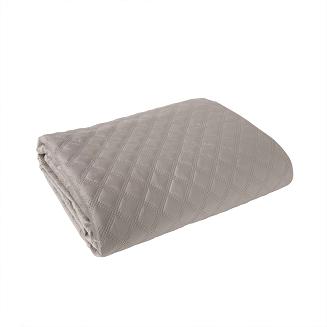 Narzuta dekoracyjna VELVI 70x160 pikowana w geometryczny wzór szarobeżowa