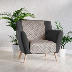 Narzuta dekoracyjna VELVI 70x160 pikowana w geometryczny wzór szarobeżowa