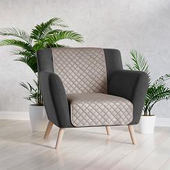 Narzuta dekoracyjna VELVI 70x160 pikowana w geometryczny wzór szarobeżowa