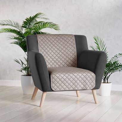 Narzuta dekoracyjna VELVI 70x160 pikowana w geometryczny wzór szarobeżowa