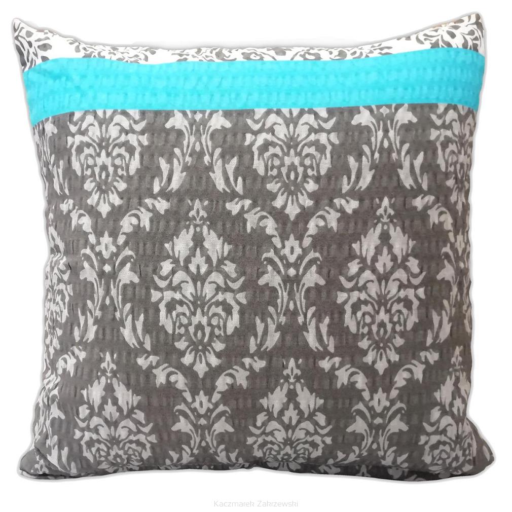 Poszewka z kory 50x60 wzór wycinanka | turkusowy pas / ornament
