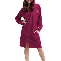 Szlafrok damski kod 389 LUNA welur bordowy