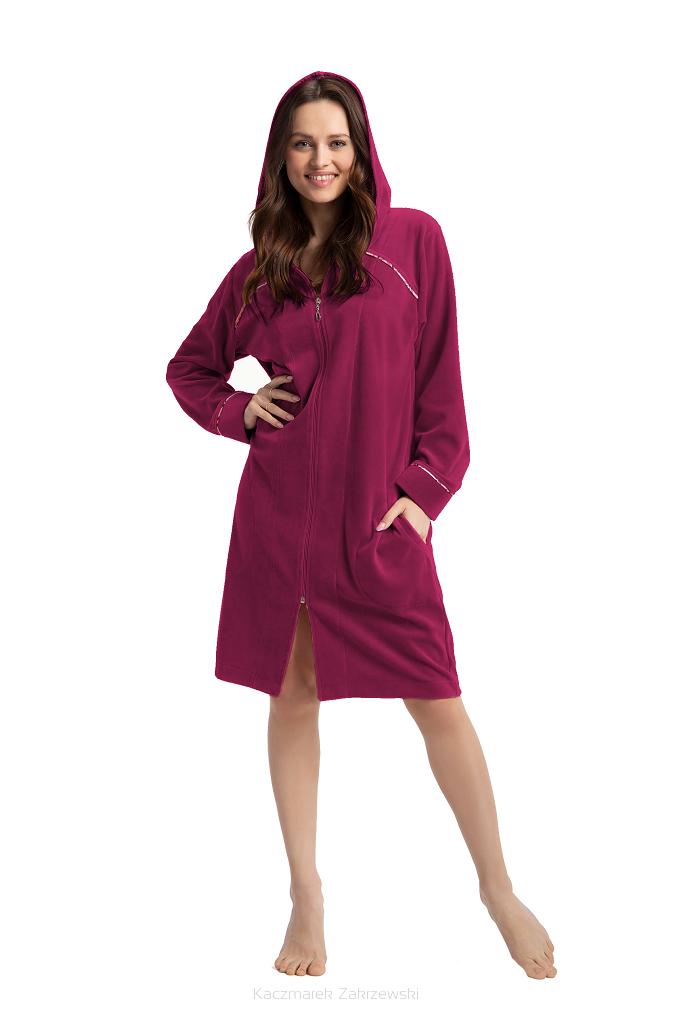 Szlafrok damski kod 389 LUNA welur bordowy
