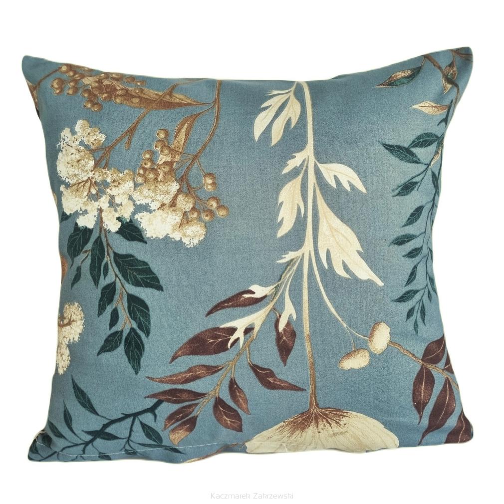Poszewka bawełniana 40x40 szałwiowa floralna oaza