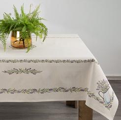 Obrus dekoracyjny gobelin 140x180 Eurofirany naturalny kwiaty lawenda