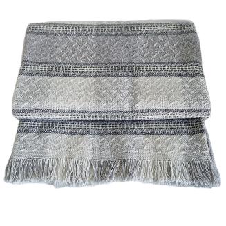 Narzuta dekoracyjna tkana 170x205 jasnoszara kremowa krata