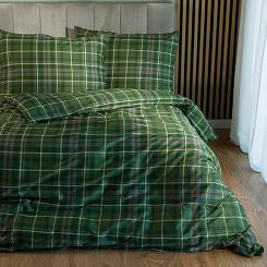 Komplet pościeli JAMILA z bawełny satynowej 220x200 zielona krata