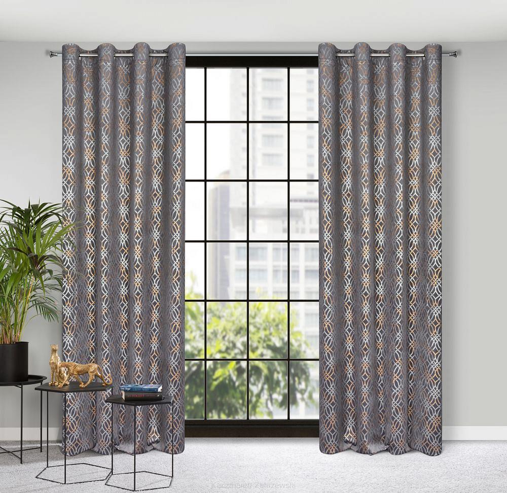 Zasłona gotowa na przelotkach ARETA 140x250 Eurofirany stalowy/srebrny