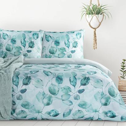 Pościel VERANO5 220x200 Design91 miętowa botaniczny nadruk gałązki listki
