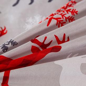 Pościel świąteczna 160x200 szara biała czerwona renifery
