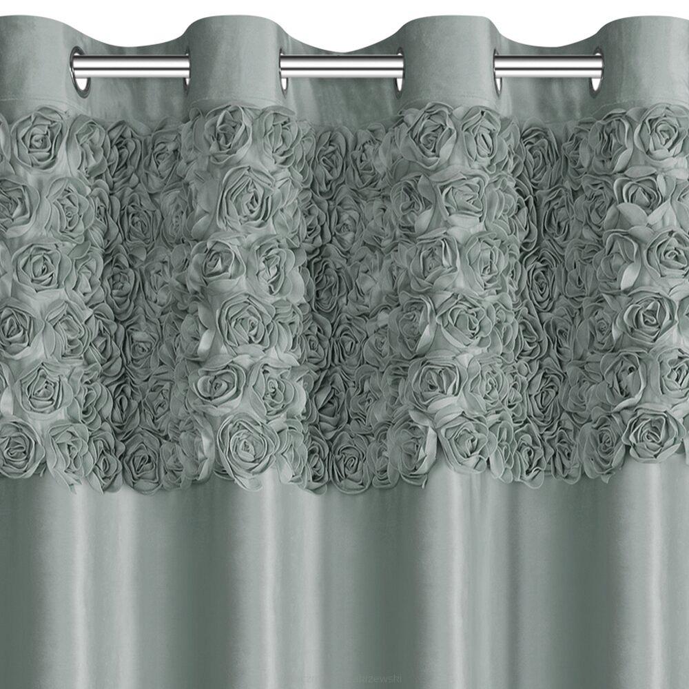 Zasłona gotowa na przelotkach ROSES 140x250 Eva Minge Eurofirany miętowy