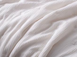 Narzuta dekoracyjna muślinowa struktura Stella 220x200 kremowa z haftem krzyżyków