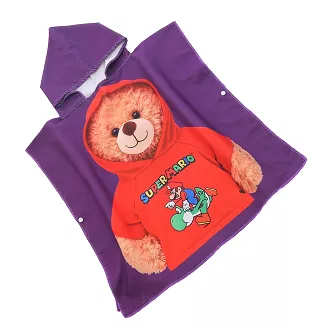 Poncho dziecięce plażowe 60x60 fioletowe miś Super Mario