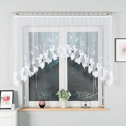 Firanka żakardowa gotowa na żabki TEODORA 300x120 biała