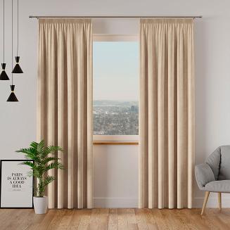 Zasłona gotowa na taśmie VELVI 140x240 ciemnokremowa