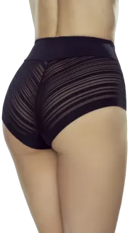 Figi damskie z wysokim stanem Velma transparentne wstawki czarne