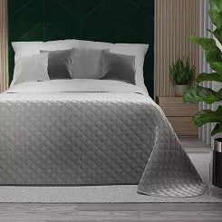 Narzuta dekoracyjna VELVI 220x240 pikowana w geometryczny wzór jasnoszara