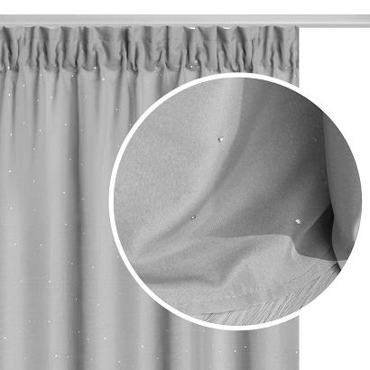 Zasłona gotowa na taśmie CRYSTAL 140x250 srebrna z kryształkami