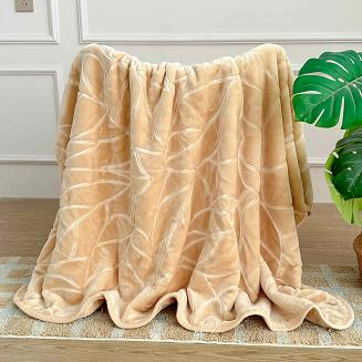 Koc akrylowy tłoczony LIV 200x220 gruby ciepły beżowy