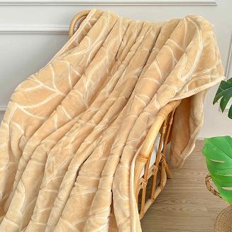 Koc akrylowy tłoczony LIV 200x220 gruby ciepły beżowy