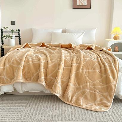 Koc akrylowy tłoczony LIV 200x220 gruby ciepły beżowy