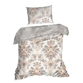 Pościel bawełniana Classic Deluxe SARA 140x200 Eurofirany beżowa popielata wielokolorowa ornament