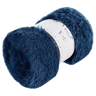 Koc na fotel YETI 70x150 włochacz o strukturze futra granatowy