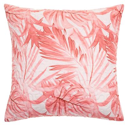 Poszewka dekoracyjna HIBISCUS 45x45 pikowana biała pudrowa liście