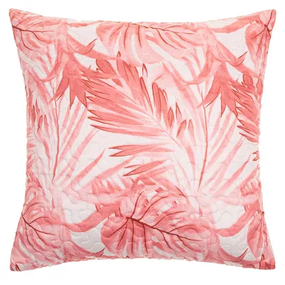 Poszewka dekoracyjna HIBISCUS 45x45 pikowana biała pudrowa liście